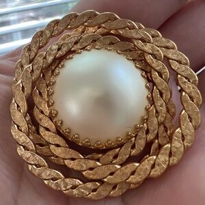 Napier Gold and White Braided Brooch